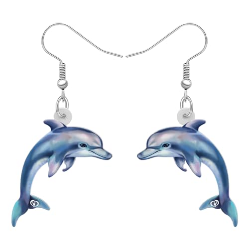 LONYOO Acryl Cute Delfin Ohrringe Hängend Ozean Strand Schmuck Sommer Charms Delfin Geschenke für Damen Mädchen Mama Meer Tierliebhaber (Aquamarin) von LONYOO