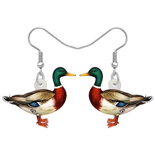 LONYOO Acryl Floral Mandarina Duck Ohrringe baumeln Schmuck Pelikan Vogel Ohrringe für Frauen Mädchen Charms Ente Geschenke (Grünkopfente) von LONYOO