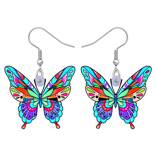 LONYOO Acryl Floral Schmetterling Ohrringe Dangle Drop Schmuck Schmetterling Geschenke für Frauen Mädchen Frühling Sommer Charms (Blau 299) von LONYOO