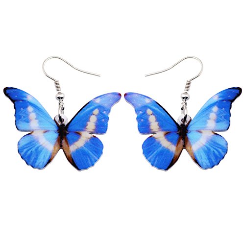 LONYOO Acryl Floral Schmetterling Ohrringe Dangle Drop Schmuck Schmetterling Geschenke für Frauen Mädchen Frühling Sommer Charms (Blau 617) von LONYOO