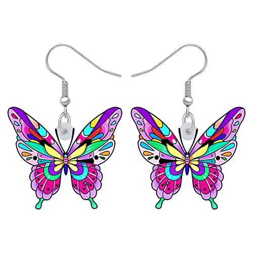 LONYOO Acryl Floral Schmetterling Ohrringe Dangle Drop Schmuck Schmetterling Geschenke für Frauen Mädchen Frühling Sommer Charms (Lila 299) von LONYOO