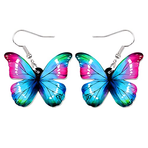 LONYOO Acryl Floral Schmetterling Ohrringe Dangle Drop Schmuck Schmetterling Geschenke für Frauen Mädchen Frühling Sommer Charms (Mehrfarbig 057) von LONYOO