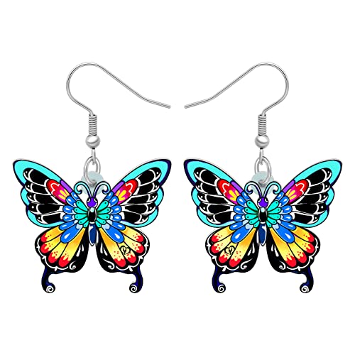 LONYOO Acryl Floral Schmetterling Ohrringe Dangle Drop Schmuck Schmetterling Geschenke für Frauen Mädchen Frühling Sommer Charms (Schwarz 297) von LONYOO