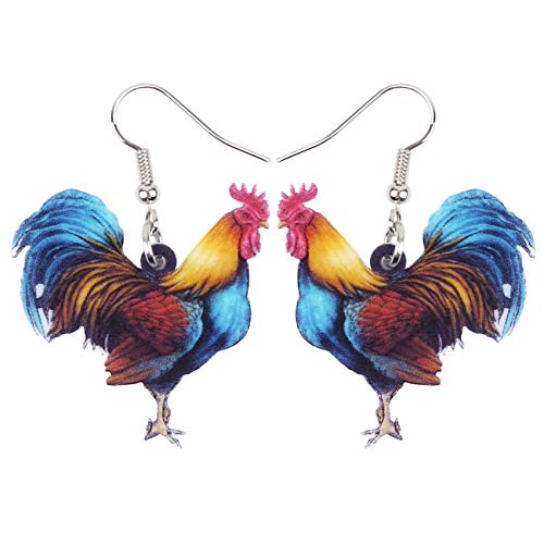 LONYOO Acryl Hahn Henne Huhn Ohrringe Bauernhof Tier Drop Dangle Schmuck Geschenke für Frauen Mädchen Charmas (Mehrfarbig Hahn Ohrringe 833) von LONYOO