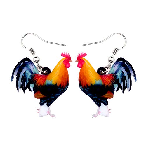 LONYOO Acryl Hahn Henne Huhn Ohrringe Bauernhof Tier Drop Dangle Schmuck Geschenke für Frauen Mädchen Charmas (Mehrfarbig Hahn Ohrringe 836) von LONYOO