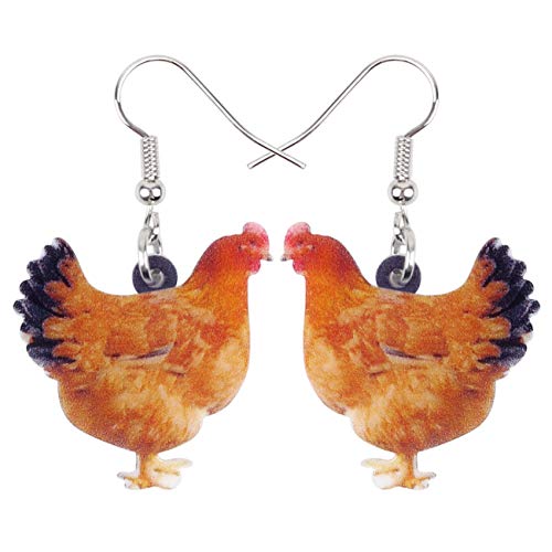 LONYOO Acryl Hahn Henne Huhn Ohrringe Bauernhof Tier Drop Dangle Schmuck Geschenke für Frauen Mädchen Charmas (Orange) von LONYOO