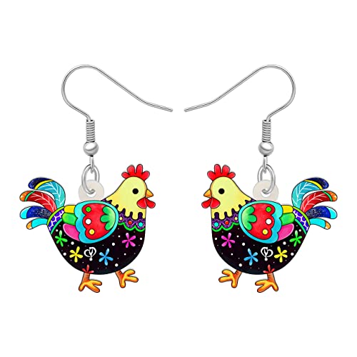 LONYOO Acryl Henne Huhn Ohrringe baumeln Bauernhof Tiere Mode Schmuck lustig Huhn Geschenke für Frauen Mädchen Charmas (Mehrfarbig 437) von LONYOO