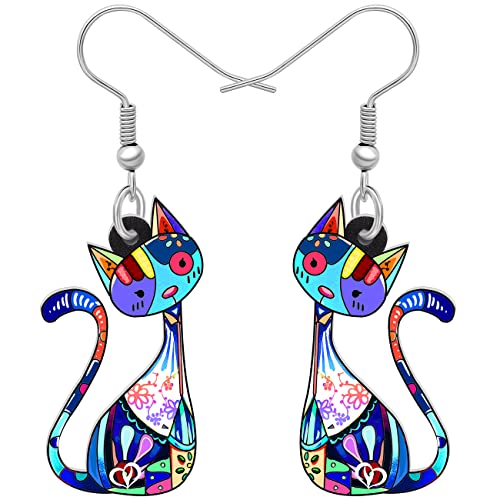 LONYOO Acryl Kätzchen Katze Ohrringe Dangle Anime Katze Schmuck für Mädchen Frauen Katze Geschenke (Blau 108) von LONYOO