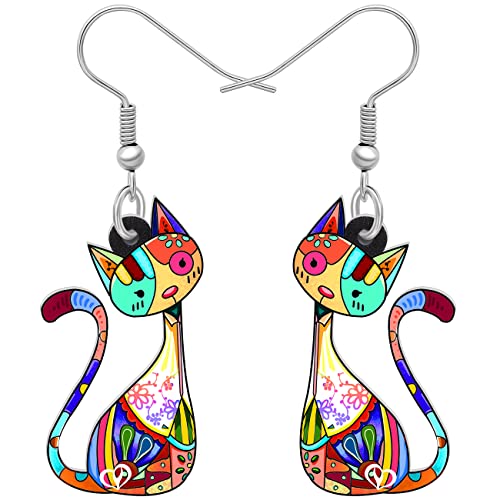 LONYOO Acryl Kätzchen Katze Ohrringe Dangle Anime Katze Schmuck für Mädchen Frauen Katze Geschenke (Mehrfarbig 108) von LONYOO