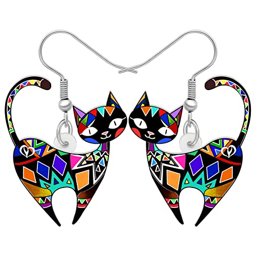 LONYOO Acryl Kätzchen Katze Ohrringe Dangle Anime Katze Schmuck für Mädchen Frauen Katze Geschenke (Schwarz 105) von LONYOO