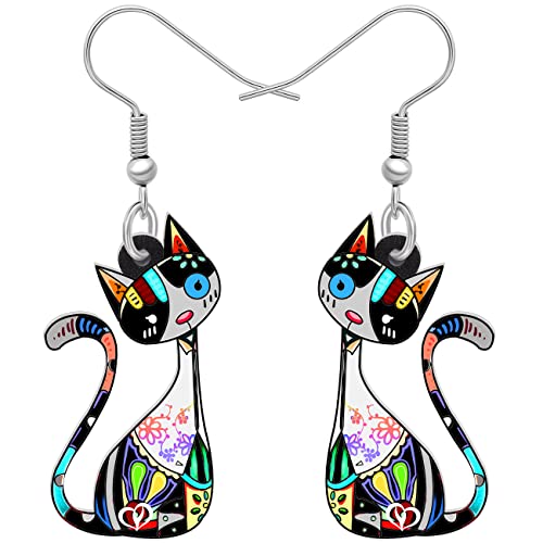 LONYOO Acryl Kätzchen Katze Ohrringe Dangle Anime Katze Schmuck für Mädchen Frauen Katze Geschenke (Schwarz 108) von LONYOO