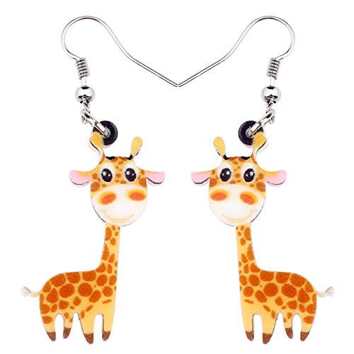 LONYOO Acryl Lustige Giraffe Ohrringe Mode Schmuck Dangle Anime Deer Ohrringe für Frauen Mädchen Giraffe Geschenke (Gelb) von LONYOO
