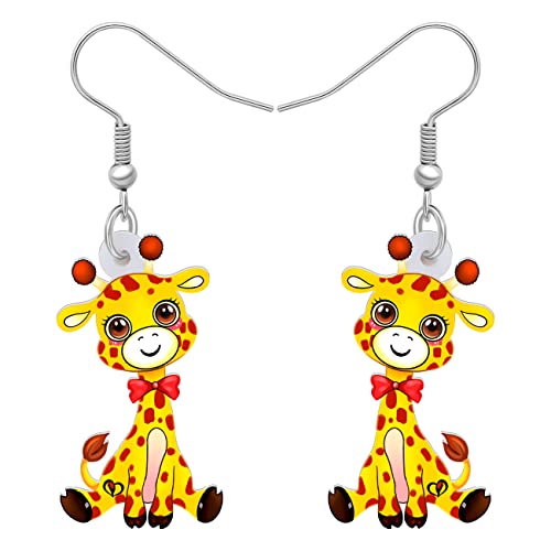 LONYOO Acryl Lustige Giraffe Ohrringe Mode Schmuck Dangle Anime Deer Ohrringe für Frauen Mädchen Giraffe Geschenke (Gelb 403) von LONYOO
