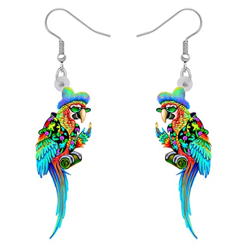 LONYOO Acryl Macaw Papagei Vogel Ohrringe Sommer Schmuck Dangle Scarlet Macaw Geschenke für Frauen Mädchen Charms (Blau 410) von LONYOO