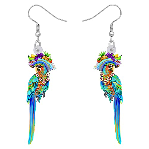 LONYOO Acryl Macaw Papagei Vogel Ohrringe Sommer Schmuck Dangle Scarlet Macaw Geschenke für Frauen Mädchen Charms (Blau 411) von LONYOO