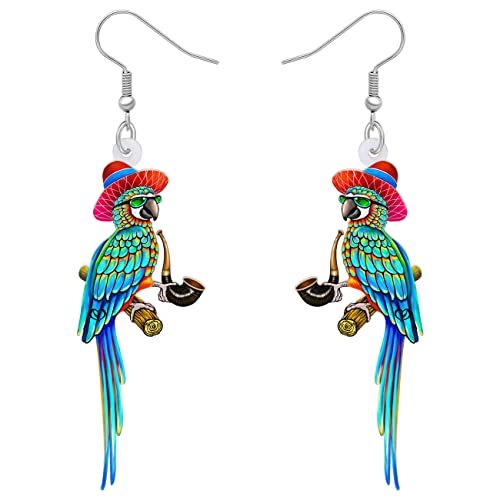 LONYOO Acryl Macaw Papagei Vogel Ohrringe Sommer Schmuck Dangle Scarlet Macaw Geschenke für Frauen Mädchen Charms (Blau 458) von LONYOO