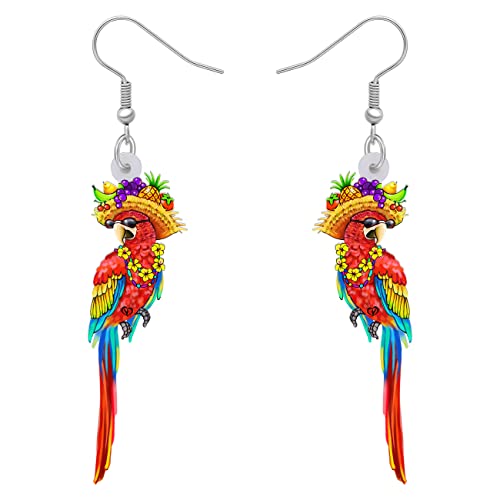 LONYOO Acryl Macaw Papagei Vogel Ohrringe Sommer Schmuck Dangle Scarlet Macaw Geschenke für Frauen Mädchen Charms (Mehrfach) von LONYOO