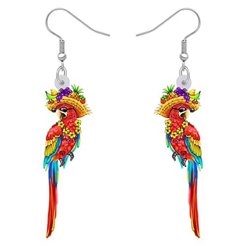LONYOO Acryl Macaw Papagei Vogel Ohrringe Sommer Schmuck Dangle Scarlet Macaw Geschenke für Frauen Mädchen Charms (Mehrfach) von LONYOO