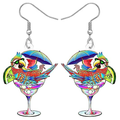 LONYOO Acryl Macaw Papagei Vogel Ohrringe Sommer Schmuck Dangle Scarlet Macaw Geschenke für Frauen Mädchen Charms (Mehrfarbig 487) von LONYOO