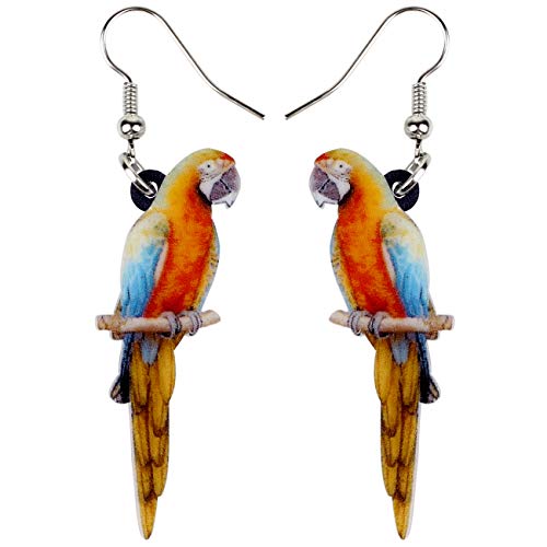 LONYOO Acryl Macaw Papagei Vogel Ohrringe Sommer Schmuck Dangle Scarlet Macaw Geschenke für Frauen Mädchen Charms (Orange) von LONYOO
