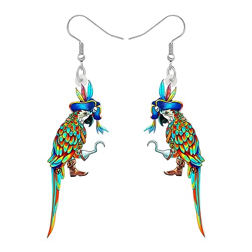 LONYOO Acryl Macaw Papagei Vogel Ohrringe Sommer Schmuck Dangle Scarlet Macaw Geschenke für Frauen Mädchen Charms (Pirat Mehrfarbig) von LONYOO