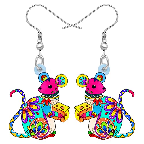 LONYOO Acryl Niedlich Ratte Maus Ohrringe Dangle Drop Charms Anime Maus Geschenke für Frauen Mädchen Schmuck (Farbe) von LONYOO