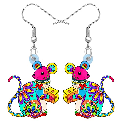 LONYOO Acryl Niedlich Ratte Maus Ohrringe Dangle Drop Charms Anime Maus Geschenke für Frauen Mädchen Schmuck (Farbe) von LONYOO
