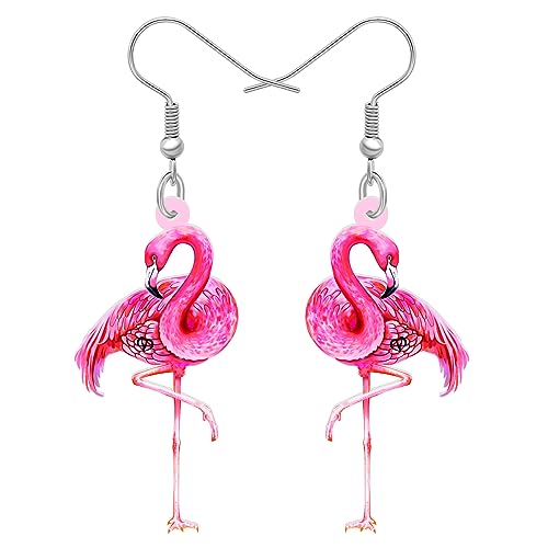 LONYOO Acryl Niedlich Rosa Flamingo Ohrringe Baumeln Drop Schmuck süße Flamingo Geschenke für Frauen Mädchen Vogel Charms (Rosa) von LONYOO