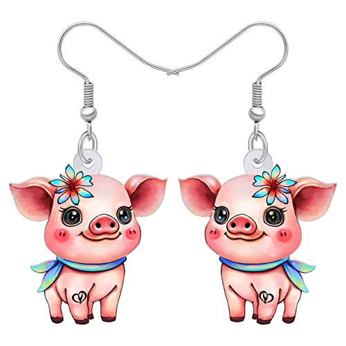 LONYOO Acryl Rosa Schwein Ohrringe baumeln niedlich Schwein Schmuck für Mädchen Frauen Schwein Geschenke (Rosa 455) von LONYOO