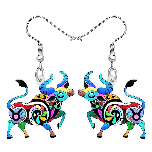 LONYOO Acryl Sternzeichen Ohrringe baumeln Schmuck Anime Tiere 12 Konstellation Ohrringe Geschenke für Frauen Mädchen Bestie Charms (Apr-23/Mai-23 Stier) von LONYOO