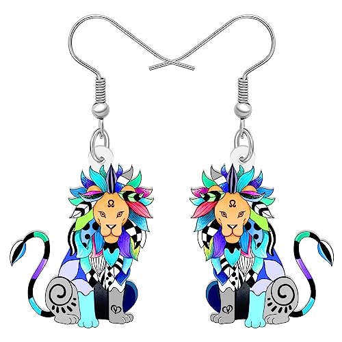 LONYOO Acryl Sternzeichen Ohrringe baumeln Schmuck Anime Tiere 12 Konstellation Ohrringe Geschenke für Frauen Mädchen Bestie Charms (Jul-23/Aug-23 Löwe) von LONYOO