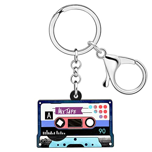 LONYOO Acryl Vintage Kassette Band Schlüsselanhänger Retro 90er 80er Jahre Zubehör für Frauen Mädchen Rucksack Geldbörse Charms (Blau) von LONYOO