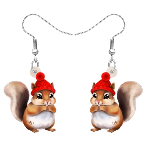 LONYOO Acryl Weihnachten Eichhörnchen Ohrringe Baumeln Schmuck Funny Eichhörnchen Geschenke für Eichhörnchen Liebhaber Frauen Mädchen (Braun) von LONYOO