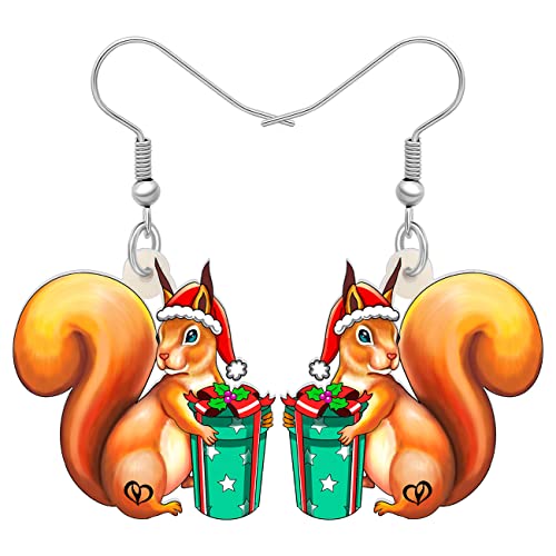 LONYOO Acryl Weihnachten Eichhörnchen Ohrringe Baumeln Schmuck Funny Eichhörnchen Geschenke für Eichhörnchen Liebhaber Frauen Mädchen (Gelb) von LONYOO