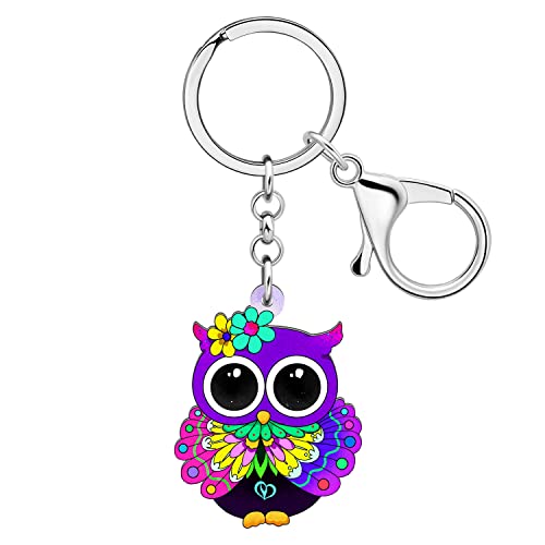 LONYOO Anime Eule Schlüsselanhänger Acryl Handtasche Auto Schlüsselanhänger Ringe Vogel Eule Piraten Geschenke für Frauen Mädchen Halloween Charms (Lila 122) von LONYOO