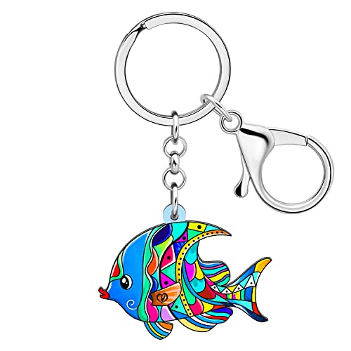 LONYOO Anime Hai Schlüsselanhänger Acryl Meeresschildkröte Oktopus Qualle Krabbe Wal Ozean Schlüsselanhänger Ringe Geschenke für Frauen Mädchen (Clownfisch Schlüsselanhänger Blau 098) von LONYOO