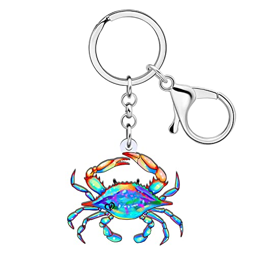 LONYOO Anime Hai Schlüsselanhänger Acryl Meeresschildkröte Oktopus Qualle Krabbe Wal Ozean Schlüsselanhänger Ringe Geschenke für Frauen Mädchen (Krabbe Schlüsselanhänger Blau 172) von LONYOO