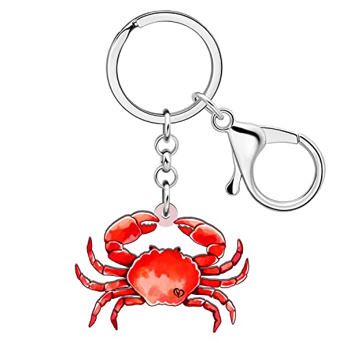 LONYOO Anime Hai Schlüsselanhänger Acryl Meeresschildkröte Oktopus Qualle Krabbe Wal Ozean Schlüsselanhänger Ringe Geschenke für Frauen Mädchen (Krabbe Schlüsselanhänger Rot 105) von LONYOO