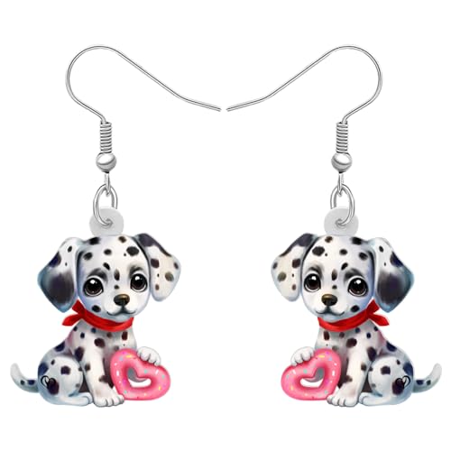 LONYOO Cute Dalmatiner Hund Geschenke für Hundeliebhaber Frauen Mädchen Schmuck Acryl Baumeln Haustiere Welpen Ohrringe Charms Zubehör (Valentinstag) von LONYOO