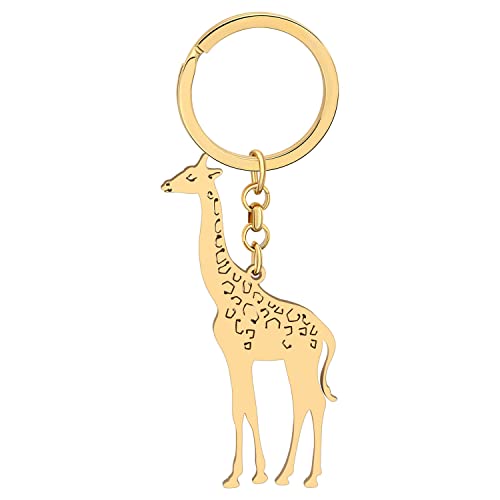 LONYOO Edelstahl Paare Giraffe Schlüsselanhänger Auto Schlüssel Brieftasche Herz Giraffe Geschenke für Frauen Mädchen Charms (Vergoldet) von LONYOO