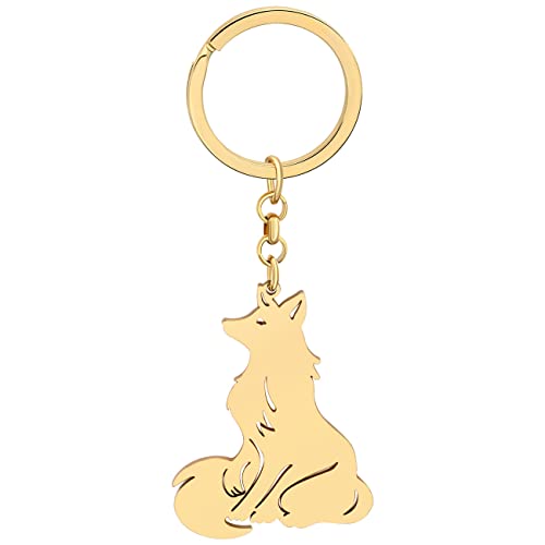 LONYOO Eleganter Fuchs Schlüsselanhänger Edelstahl Fuchs Geschenke für Frauen Mädchen Auto Schlüsselanhänger Charms (Vergoldet) von LONYOO