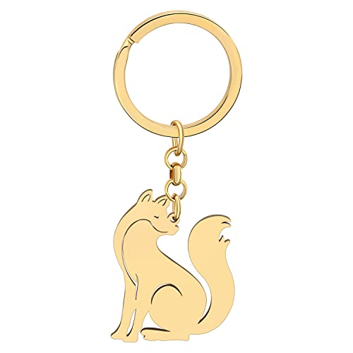 LONYOO Eleganter Fuchs Schlüsselanhänger Edelstahl Fuchs Geschenke für Frauen Mädchen Auto Schlüsselanhänger Charms (Vergoldet #3) von LONYOO