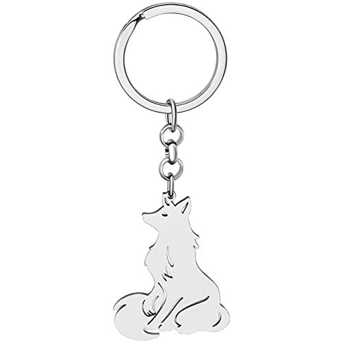 LONYOO Eleganter Fuchs Schlüsselanhänger Edelstahl Fuchs Geschenke für Frauen Mädchen Auto Schlüsselanhänger Charms (Versilbert) von LONYOO