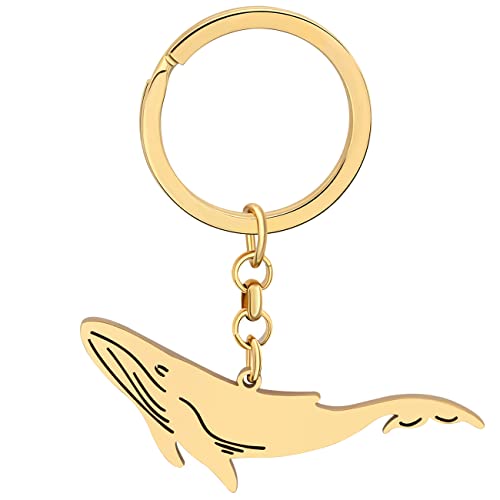 LONYOO Eleganter Ozean Wal Schlüsselanhänger Schmuck Edelstahl Wal Geschenke für Frauen Mädchen Autoschlüssel Charms (Vergoldet 075) von LONYOO