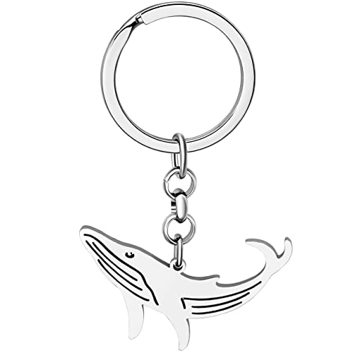 LONYOO Eleganter Ozean Wal Schlüsselanhänger Schmuck Edelstahl Wal Geschenke für Frauen Mädchen Autoschlüssel Charms (Versilbert 074) von LONYOO