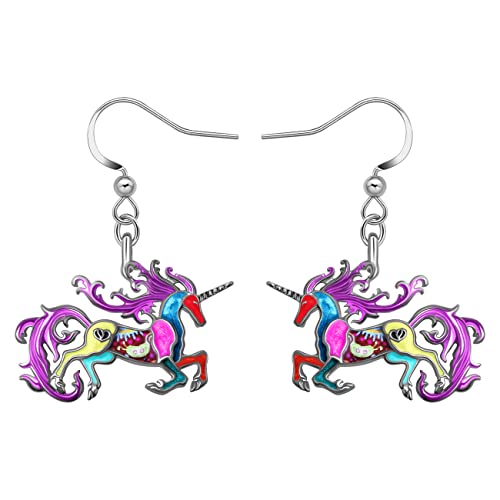 LONYOO Emaille Fantasy Einhorn Ohrringe baumeln Zinklegierung Einhorn Pferd Ohrringe für Frauen Mädchen Charms Geschenke (Mehrfarbig) von LONYOO