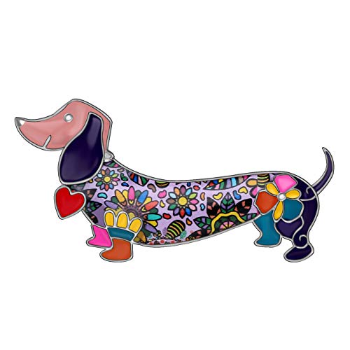 LONYOO Emaille Zinklegierung Dackel Hund Brosche Pin Schal Revers Schmuck Dackel Geschenk für Frauen Mädchen Hundeliebhaber (Lila) von LONYOO