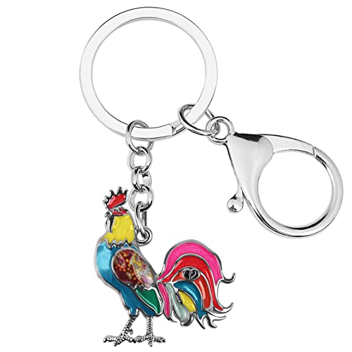 LONYOO Emaille Zinklegierung Hahn Henne Huhn Schlüsselanhänger Auto Schlüssel Tasche Schlüsselanhänger Schmuck für Frauen Mädchen Charms Huhn Geschenke (Mehrfarbig 003) von LONYOO