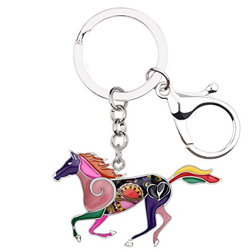 LONYOO Emaille Zinklegierung Running Pferd Schlüsselanhänger Auto Schlüssel Rucksack Schmuck Geschenke für Frauen Mädchen Charms (Lila) von LONYOO