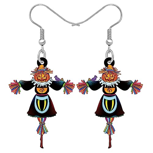 LONYOO Halloween Acryl Vogelscheuche Ohrringe baumeln Mode Schmuck Erklärung Ohrringe Geschenke für Frauen Mädchen Party Favors Charms (Schwarz) von LONYOO